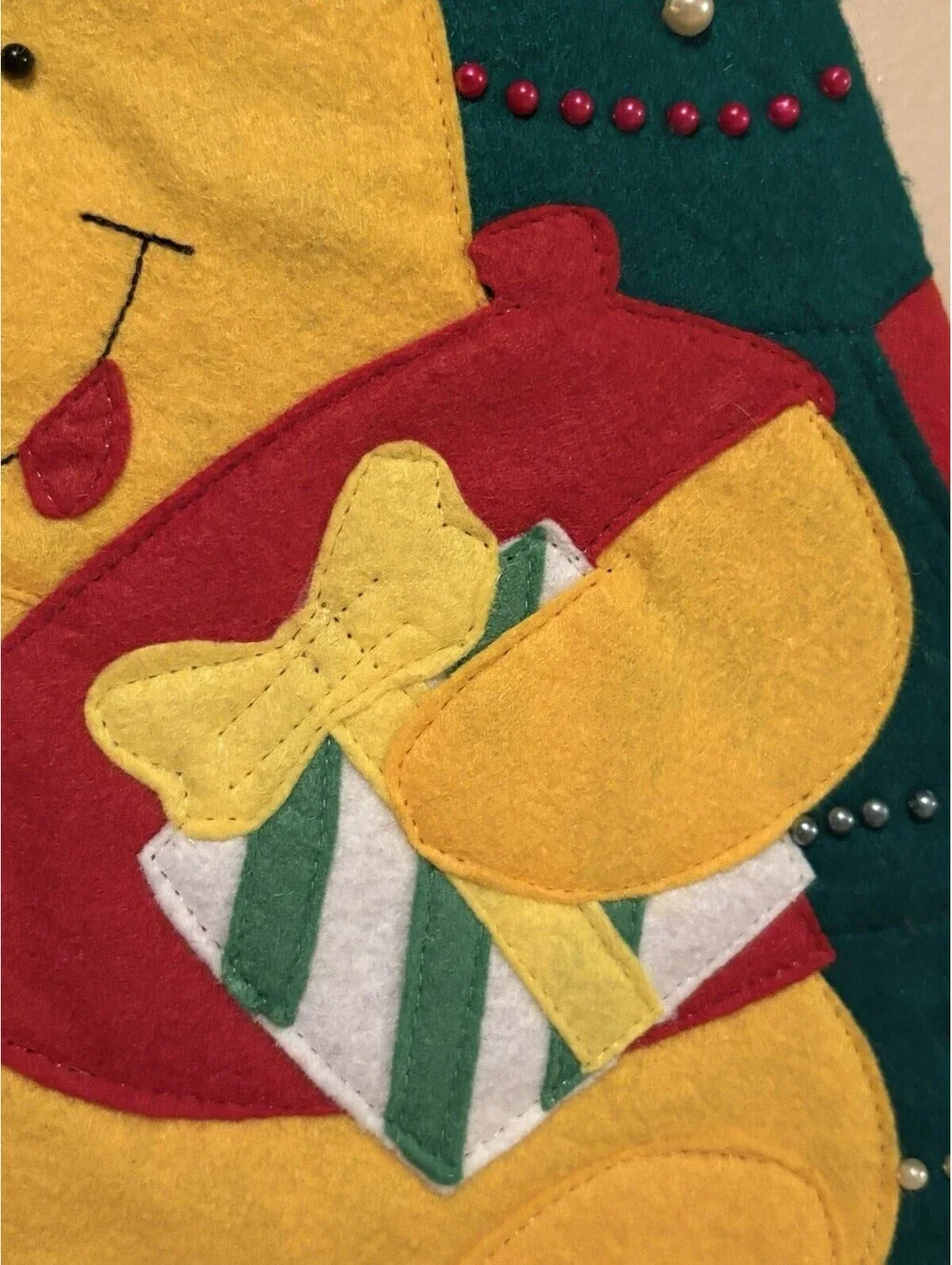 90’s Disney Store Winnie The Pooh Christmas Stocking 21” Felt Appliqué 3D